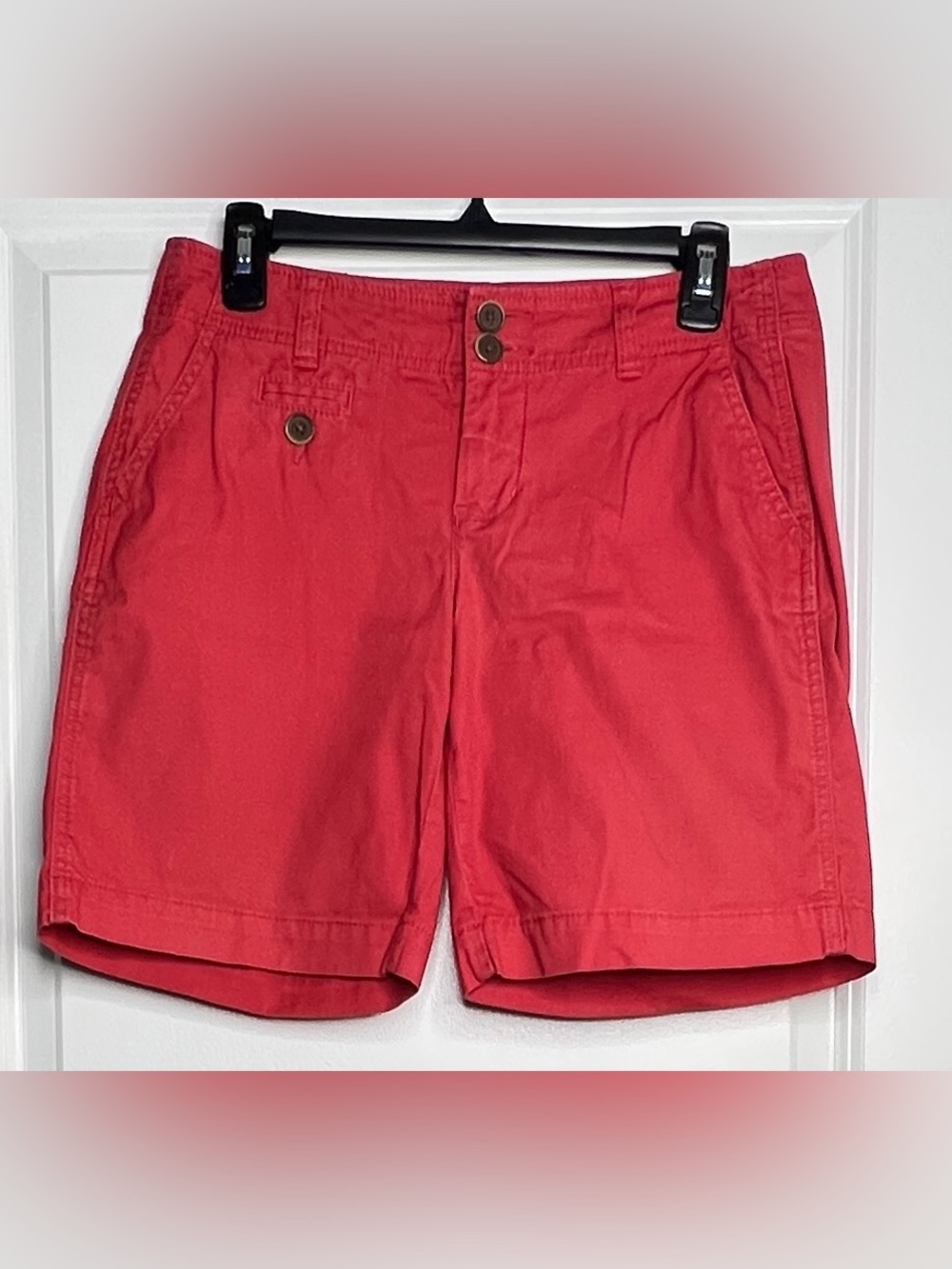 CAbi Joyride Shorts 4 Coral Red Cotton Stretch Bermuda Style 879 Chino Mid Rise